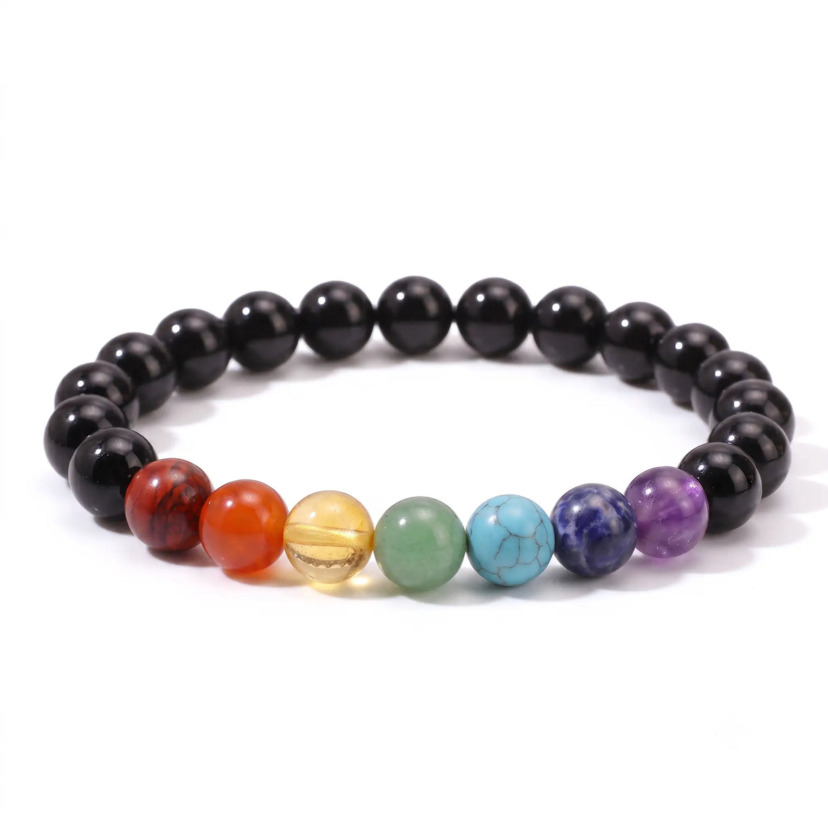 Black Obsidian 7 Chakra Healing Bracelet