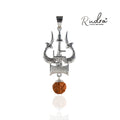 Trishul Swastik Silver Pendant | Rudraksha Bead